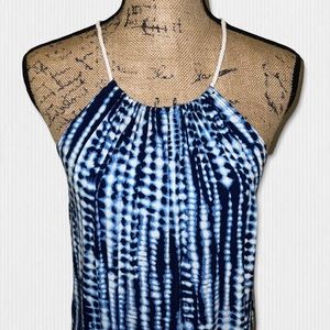 Papaya Blue Sleeveless Pattern Top